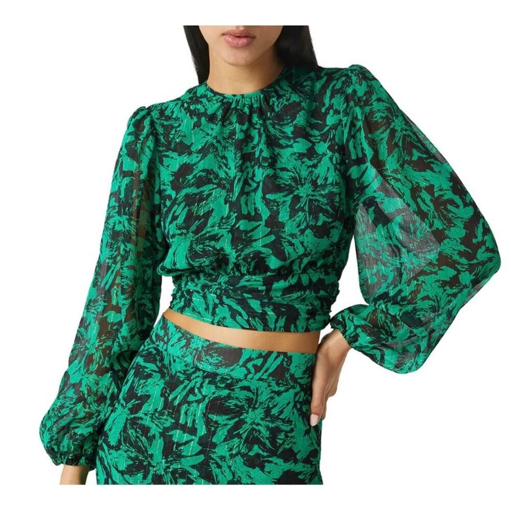 NWT Misa Beatriz Blouse, Emerald Abstract, XL